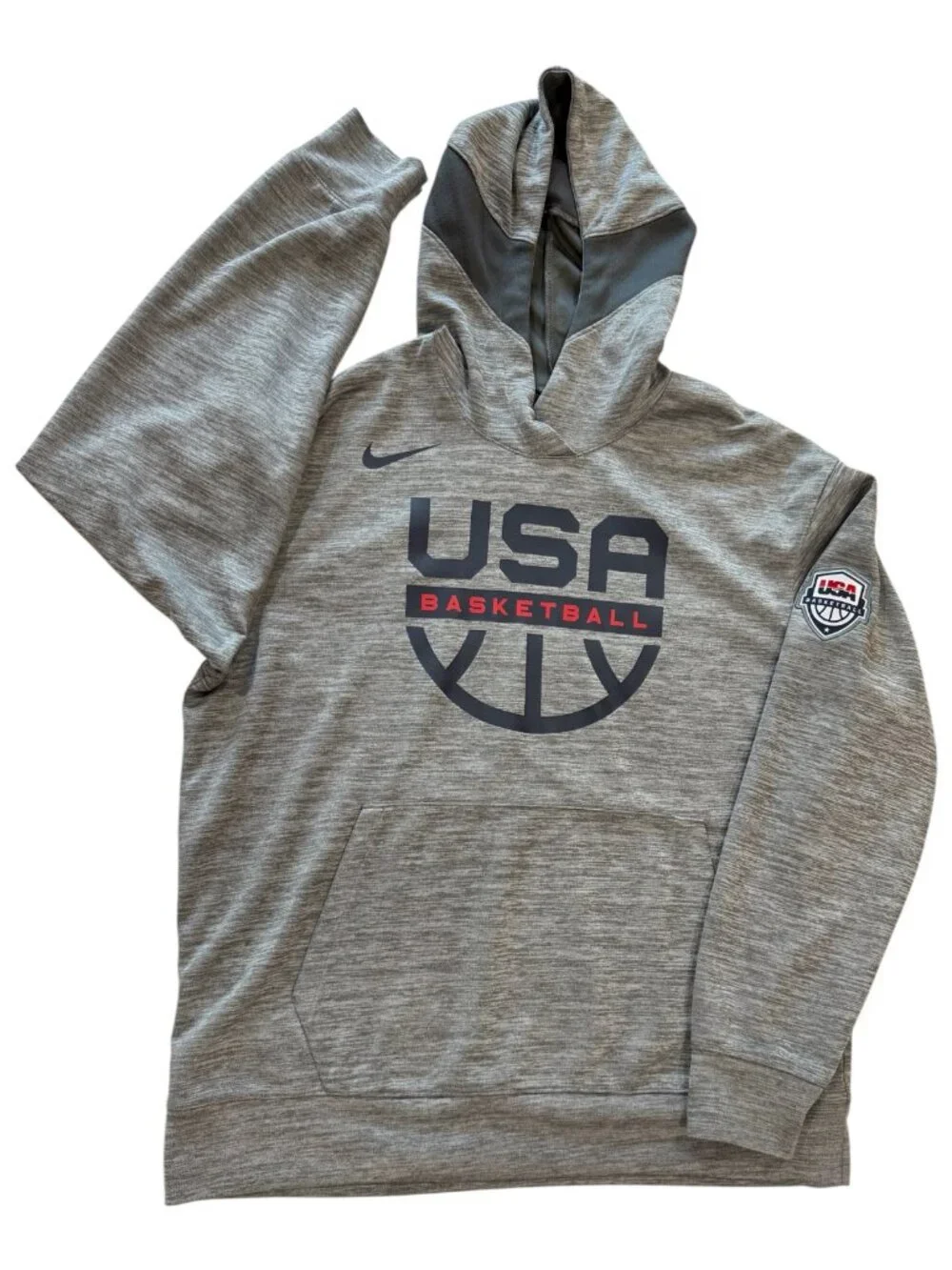 Nike Team USA Basketball Spotlight Hoodie Men's Large Gray Pullover Sweatshirt